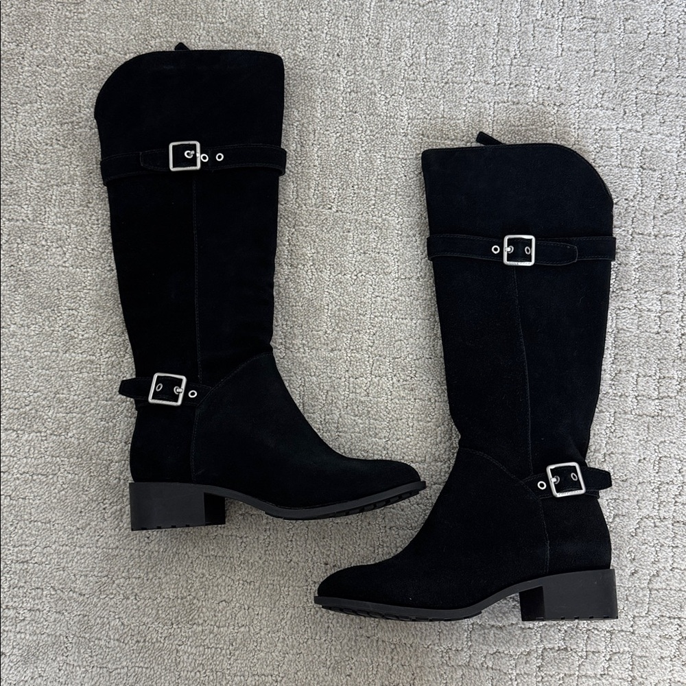 Cole Haan Tall Waterproof Indiana Women’s Riding Boot black suede  SKU#24251